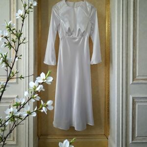 Aw Bridal Genevra Dress in White Crystal Satin